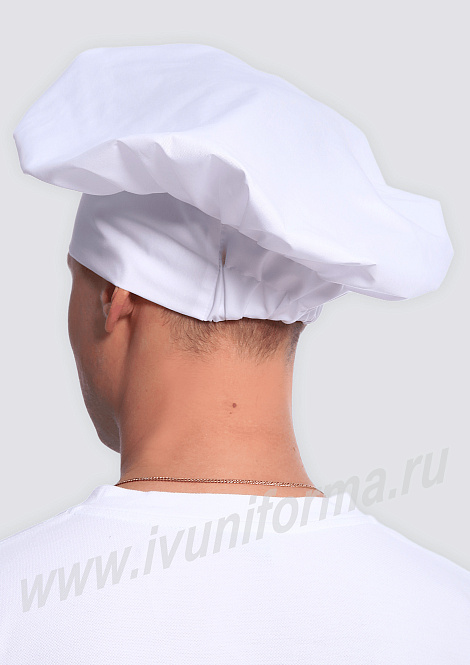 Колпак повара "Гриб" белый мужской (на резинке)