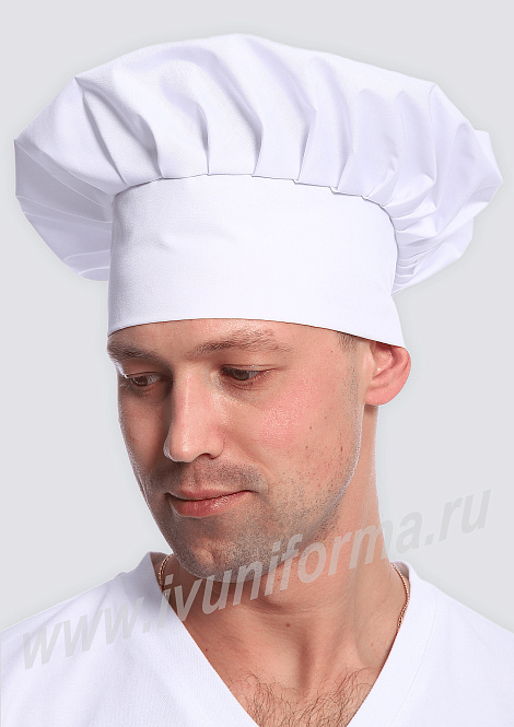 Колпак повара "Гриб" белый мужской (на резинке)